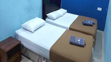 1 bedroom, desk, laptop workspace, bed sheets