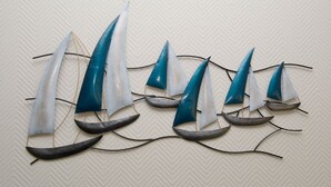 A wall art of sailboats.