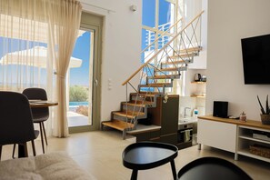 Luxury Villa, Private Pool | Living area | 55-inch LED TV with cable channels, Netflix, toys - Nikiti Dream Villas (Sithonia)