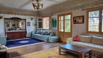 Télévision, cheminée, livres