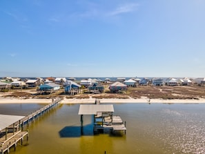 House, 4 Bedrooms | Aerial view - Chele's Bayside Cottage - 2304 Island Shores Dr 4 Bedroom Home by RedAwning (Dauphin Island)