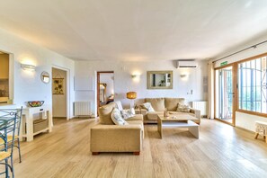 TV connectée, cheminée, livres