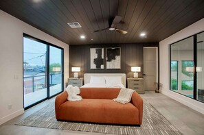 Televisión, chimenea, estéreo, oficina