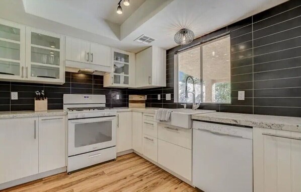 Microwave, oven, stovetop, dishwasher