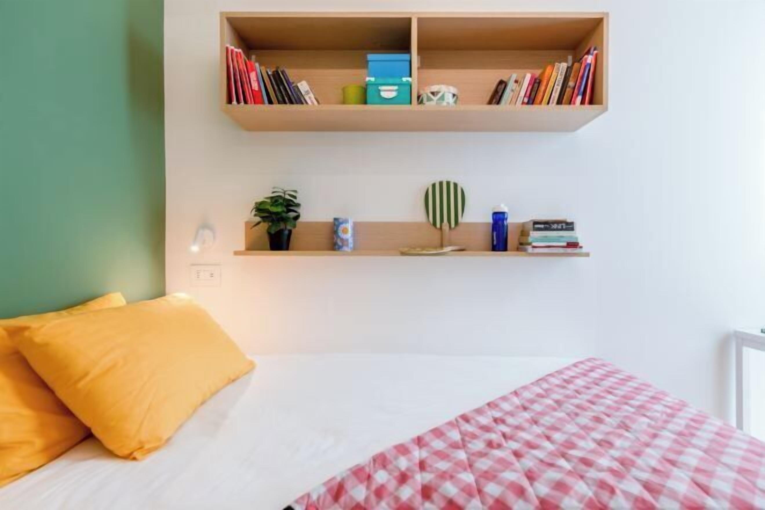 Down comforters, desk, laptop workspace, blackout drapes