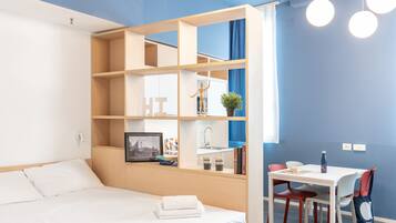 Standard Double Room | Down comforters, desk, laptop workspace, blackout drapes