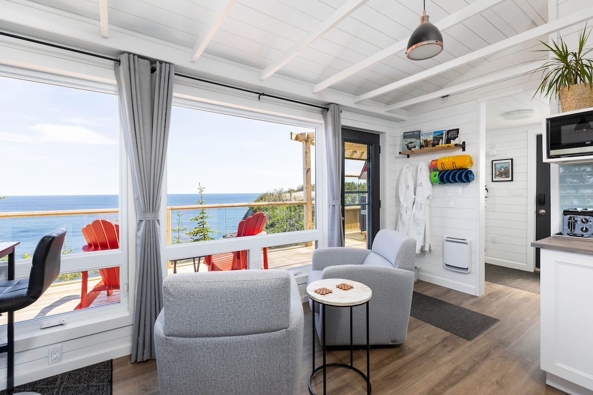 Cabin, Ocean View, Oceanfront | Living area | 43-inch Smart TV with digital channels