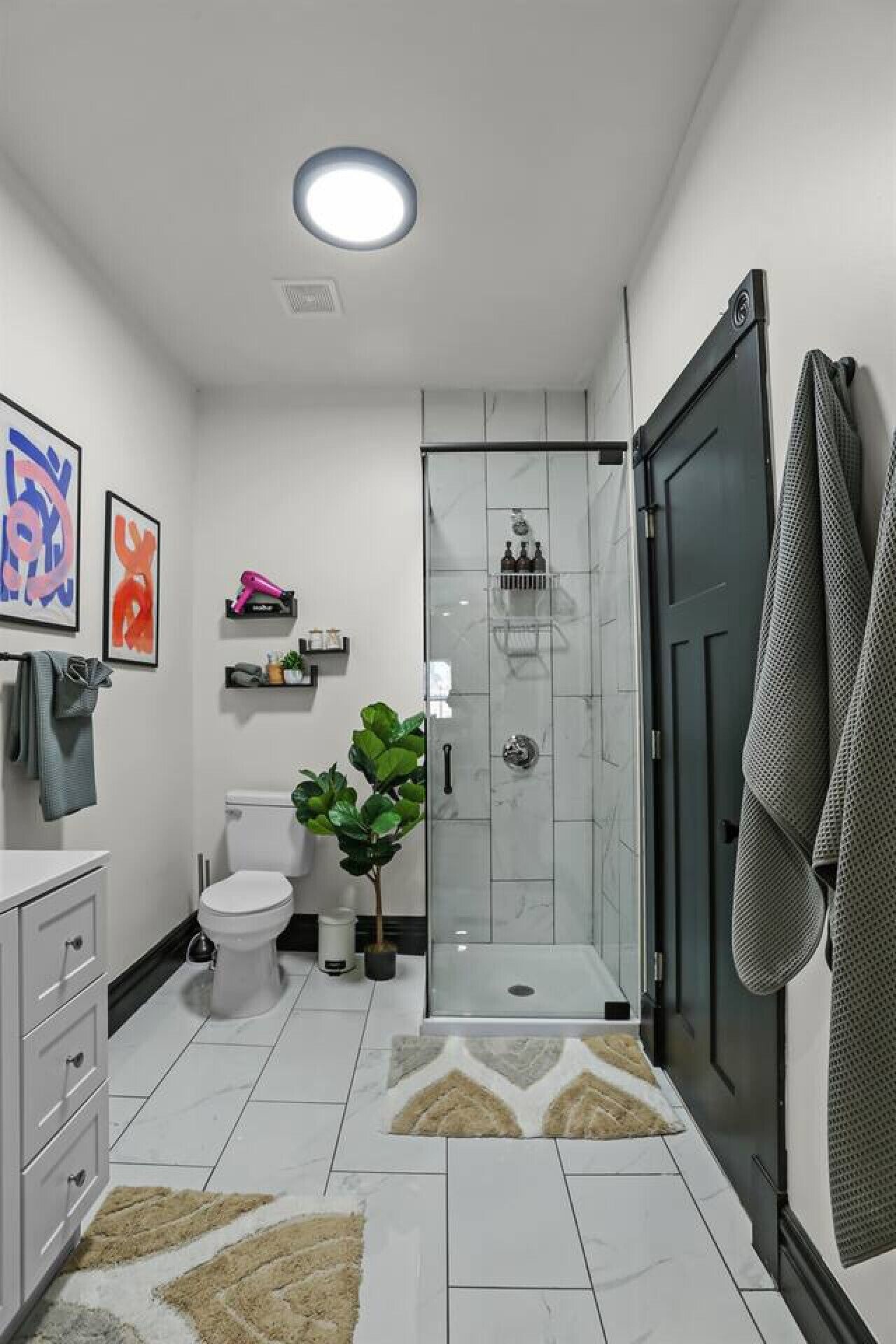 Hair dryer, towels