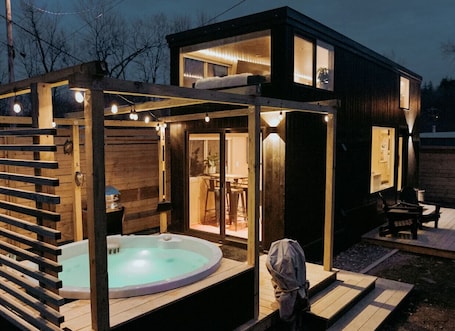 Terrace/patio. BLUSH: Boutique TINY home*private spa*walk to town