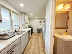 Fridge, microwave, oven, stovetop - Ranch Oasis in Buffalo Niagara Area: Ideal Family Getaway (Tonawanda)