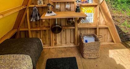 Comfy Creekside A-Frame w/ Firepit, Sauna, and BBQ