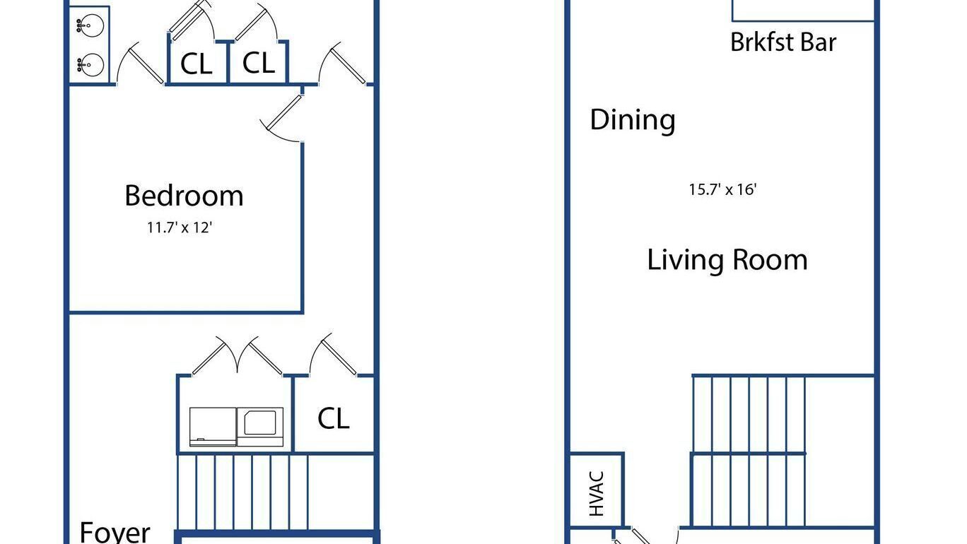 Un plan d’étage comprenant une chambre, une salle de bain attenante, une douche attenante, un coin repas et un salon.