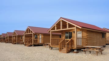 Deluxe-Ferienhütte | 1 Schlafzimmer, Verdunkelungsvorhänge, kostenloses WLAN, Bettwäsche