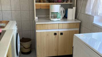 Fridge, microwave, oven, toaster