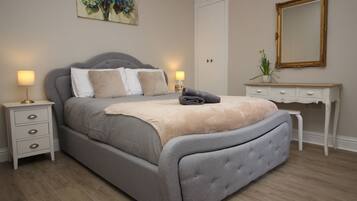 1 bedroom, desk, iron/ironing board, travel cot