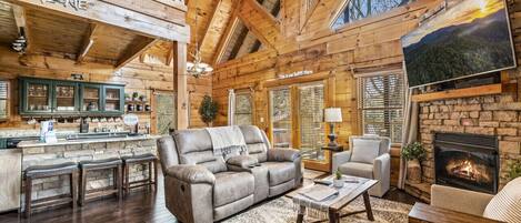 Smart TV, fireplace, video games, books