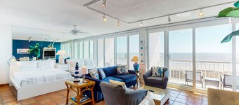 Gulf-view studio condo with access to heated pool, tennis, & beach