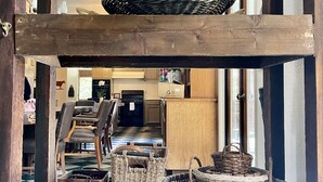 A rustic wooden structure with woven baskets and a woven tray hanging from the ceiling. - Spacious 5-bedroom Lodge nestled at the Gateway to the Sequoias.  (Three Rivers)
