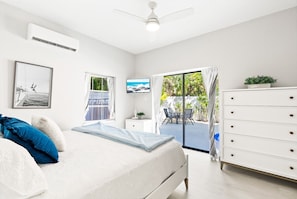 1 bedroom, desk, iron/ironing board, travel crib