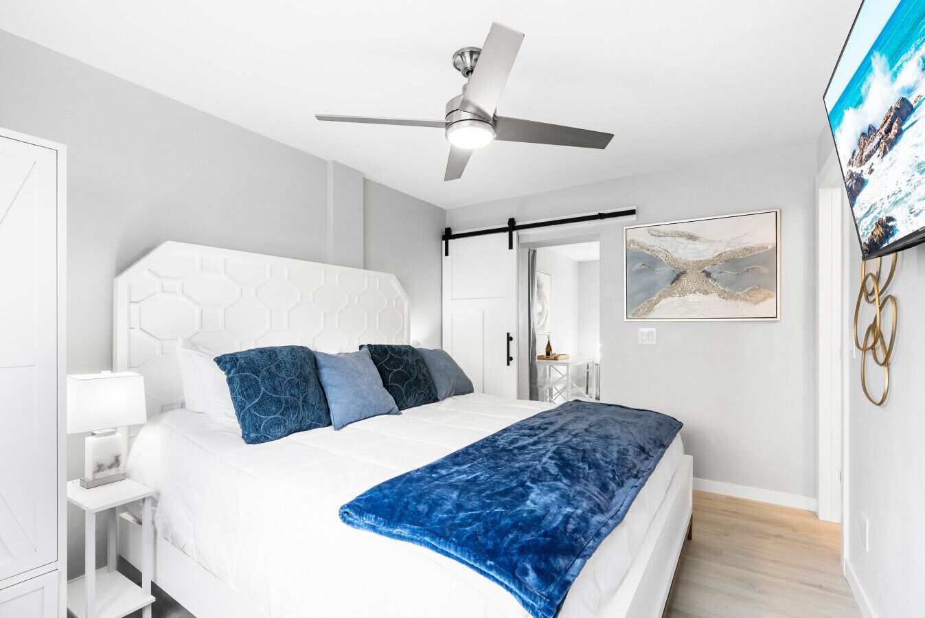1 bedroom, desk, iron/ironing board, travel cot