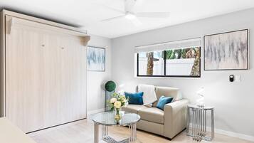 Smart TV, books, video library, stereo