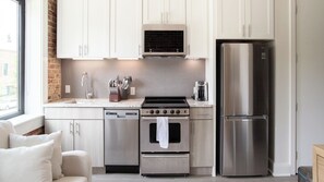 Fridge, dining tables