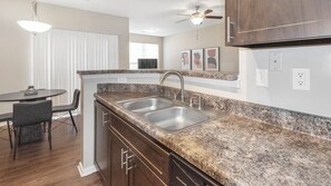 Fridge, dining tables