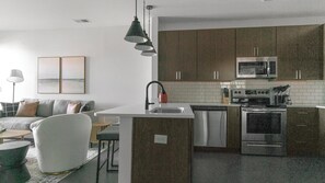 Fridge, dining tables