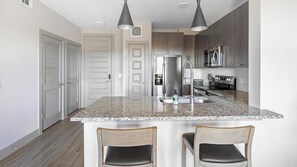 Fridge, dining tables