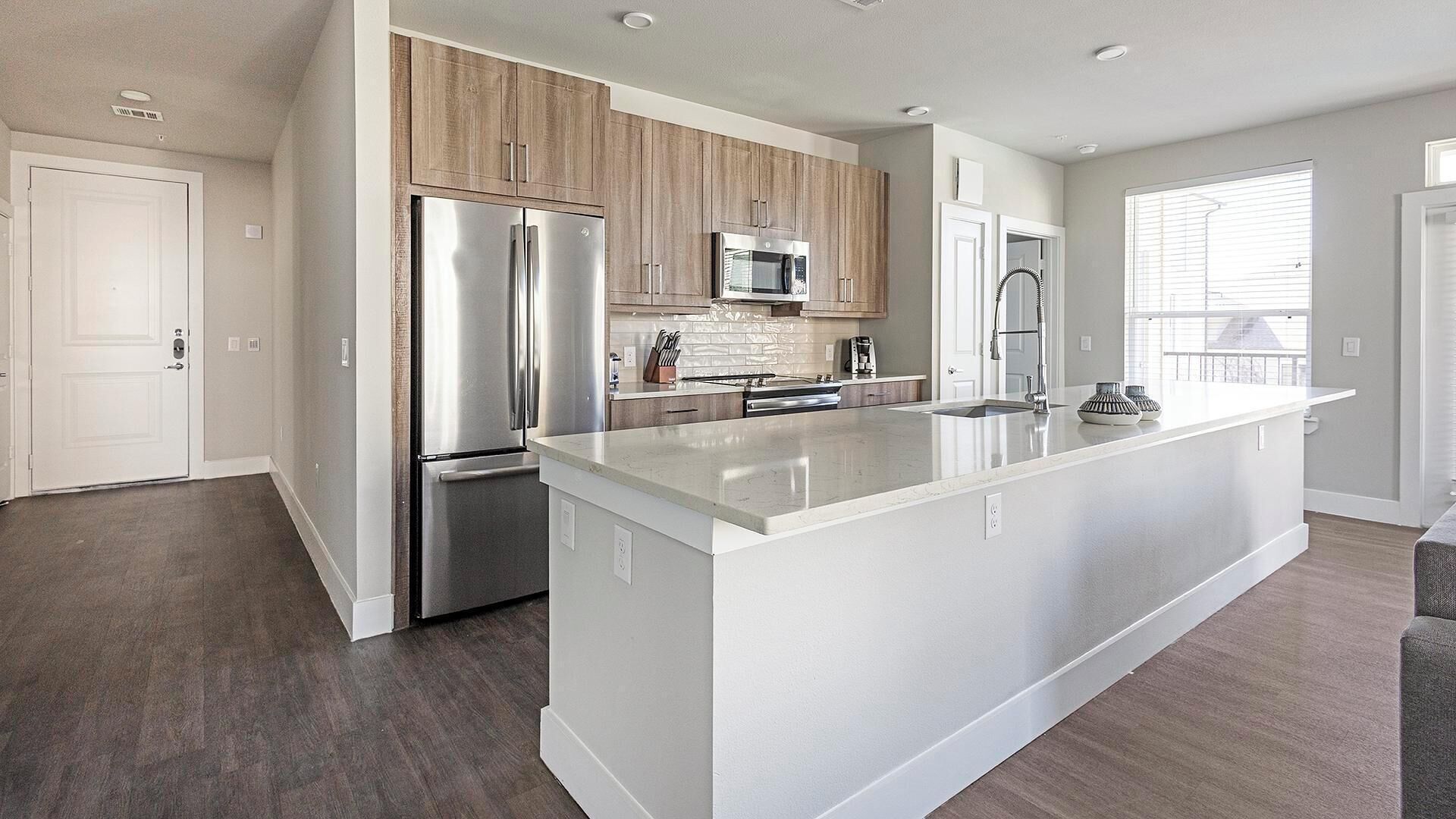 Fridge, dining tables