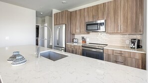 Fridge, dining tables