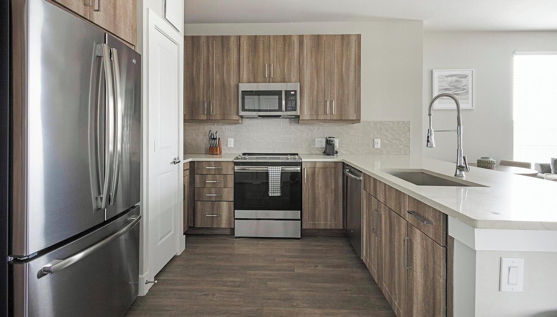 Fridge, dining tables