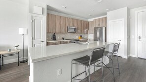 Fridge, dining tables