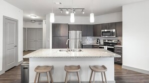 Fridge, dining tables