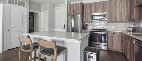 Fridge, dining tables