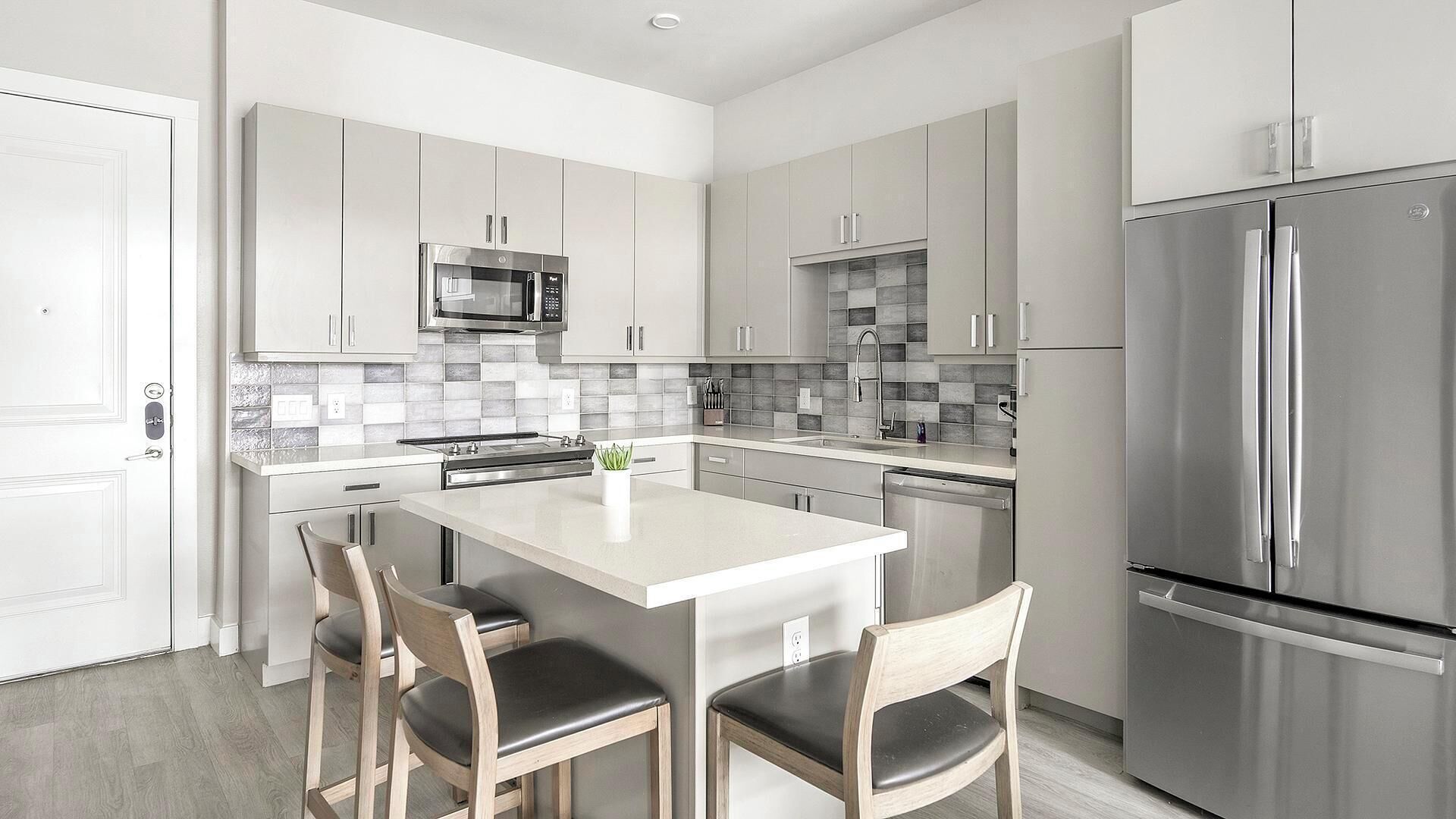 Fridge, dining tables