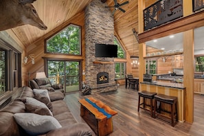 Smart TV, fireplace, DVD player, table football
