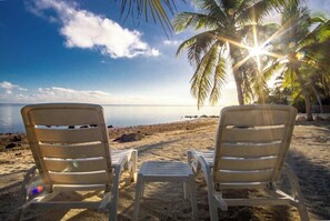 On the beach, beach towels