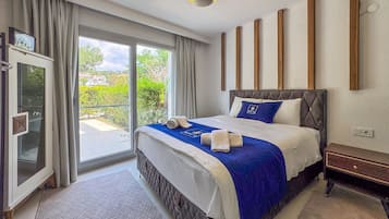 Comfort-huoneisto, 2 makuuhuonetta, puutarha-alue | Egyptinpuuvillaiset lakanat, ylelliset vuodevaatteet