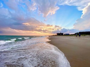 On the beach, sun loungers - Ocean View Condo - Pet-friendly, Ocean View (Atlantic Beach)