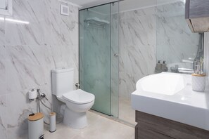 Secador de pelo, toallas, jabón y champú