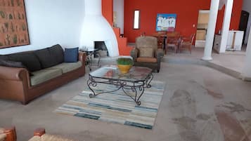 TV, fireplace