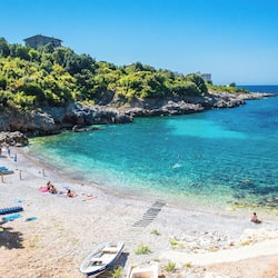 Private beach, black sand, sun-loungers, beach umbrellas