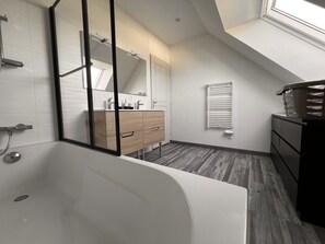 Shower, hair dryer, towels, soap - Maison Chaleureuse Tout Confort (Amboise)