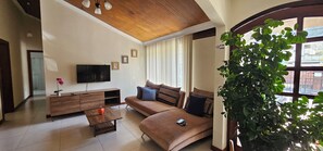 Family Apartment | Living area | 50-inch Smart TV with digital channels, Netflix, streaming services