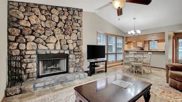 TV, fireplace, video games