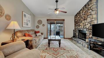 TV, fireplace, video games