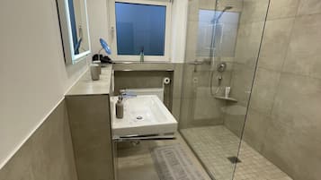 Hair dryer, towels, toilet paper