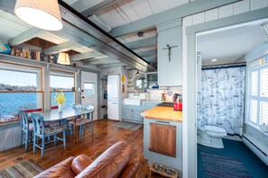 Fridge, microwave, oven, stovetop - Ole Greeley Cottage - Classic oceanfront, pet-friendly Bailey Island cottage (Bailey Island)