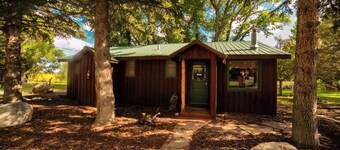 Pet-Friendly Studio Cabin with River Access, Mountain Views & Hot Tub!